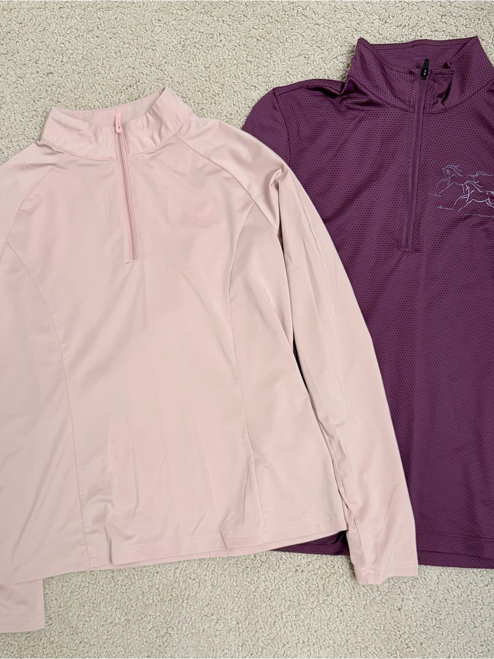 Two Quarter Zip Girls Horseback Riding Shirts